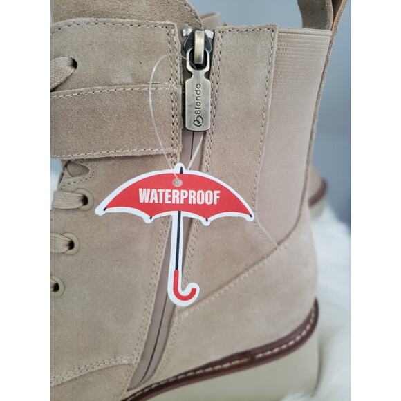 NEW SIZE 10‎ Blondo Goner Waterproof Combat Boots Platform Sand Suede Tan - Picture 5 of 7